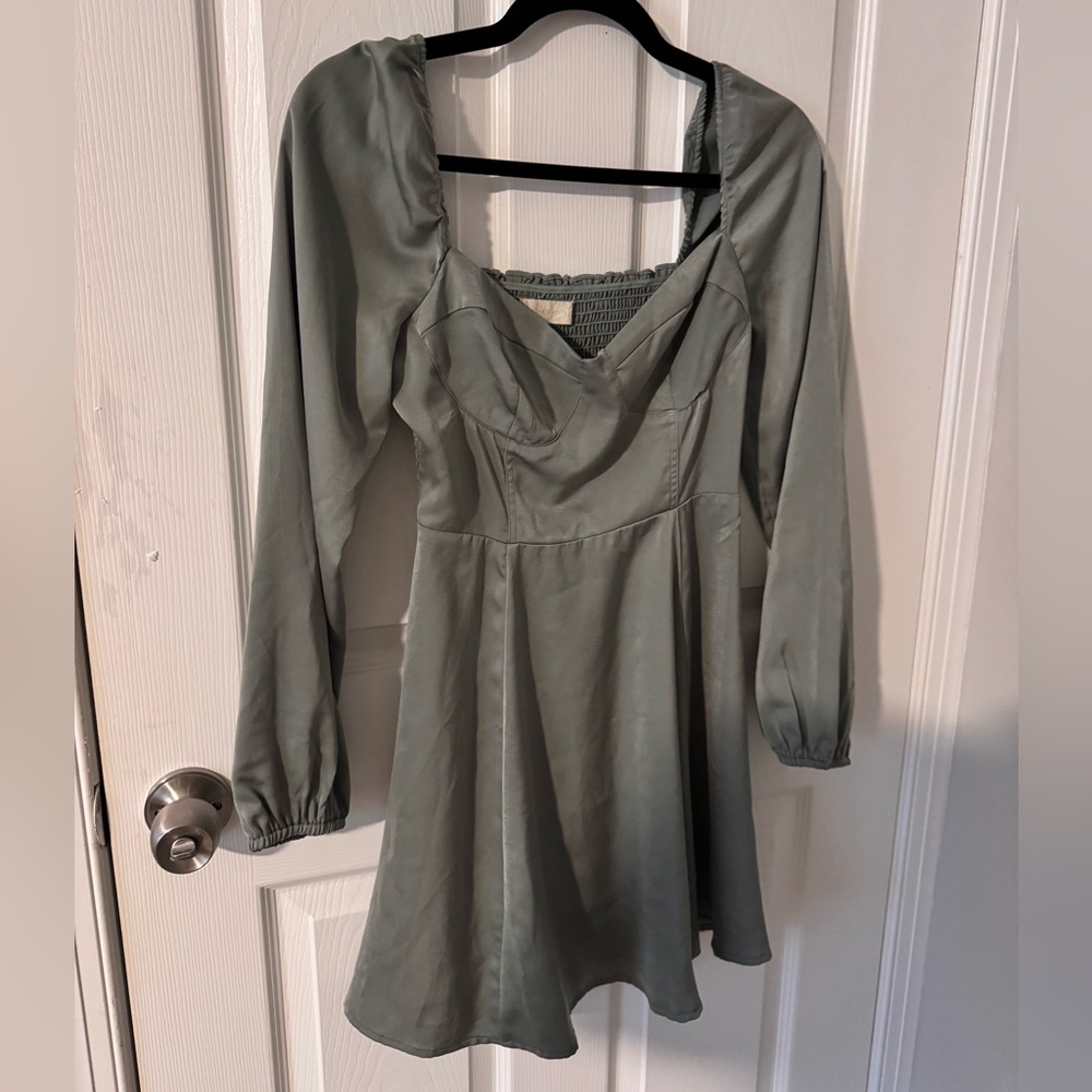 Satin Green Mini Dress